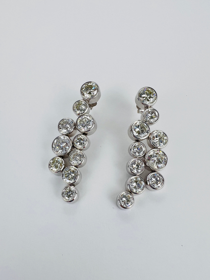 Contemporary Diamond Chandelier Earrings in 14k White Gold