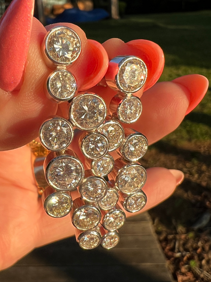 Contemporary Diamond Chandelier Earrings in 14k White Gold