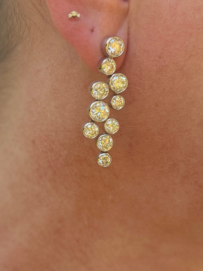 Contemporary Diamond Chandelier Earrings in 14k White Gold