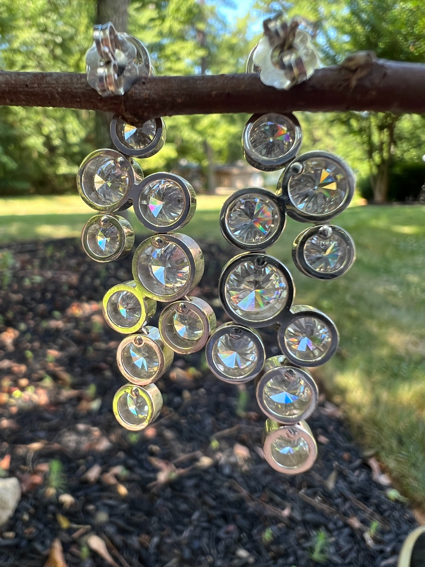Contemporary Diamond Chandelier Earrings in 14k White Gold