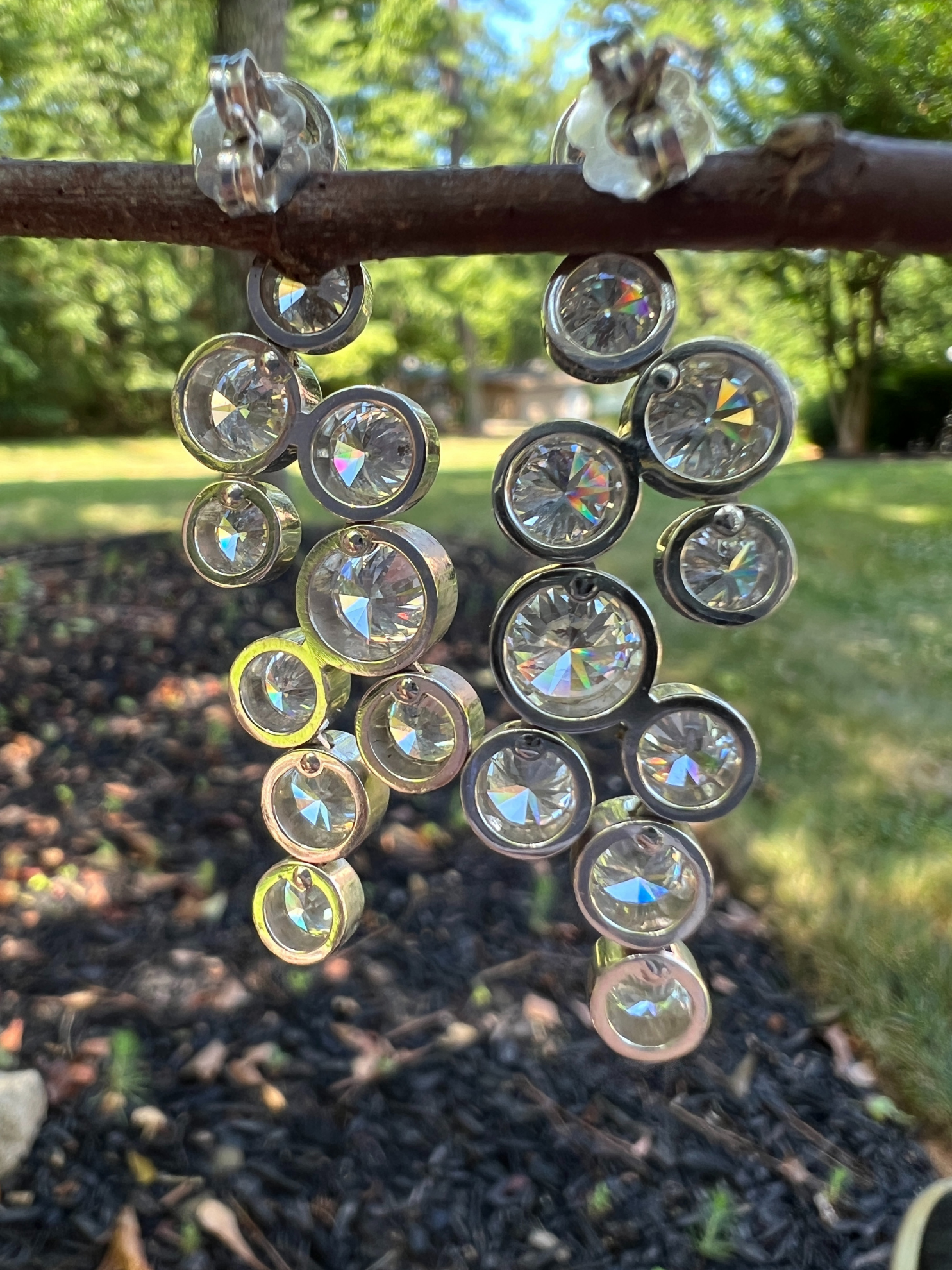 Contemporary Diamond Chandelier Earrings in 14k White Gold