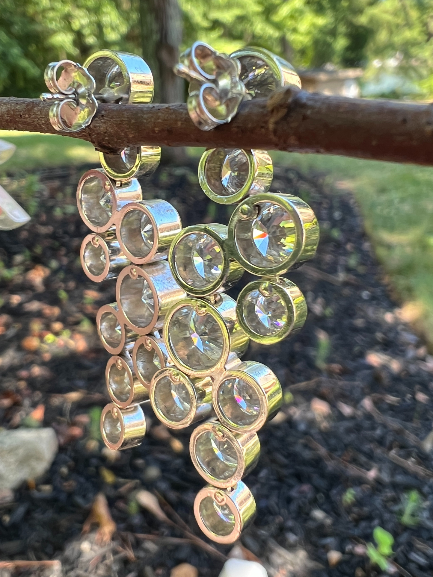 Contemporary Diamond Chandelier Earrings in 14k White Gold