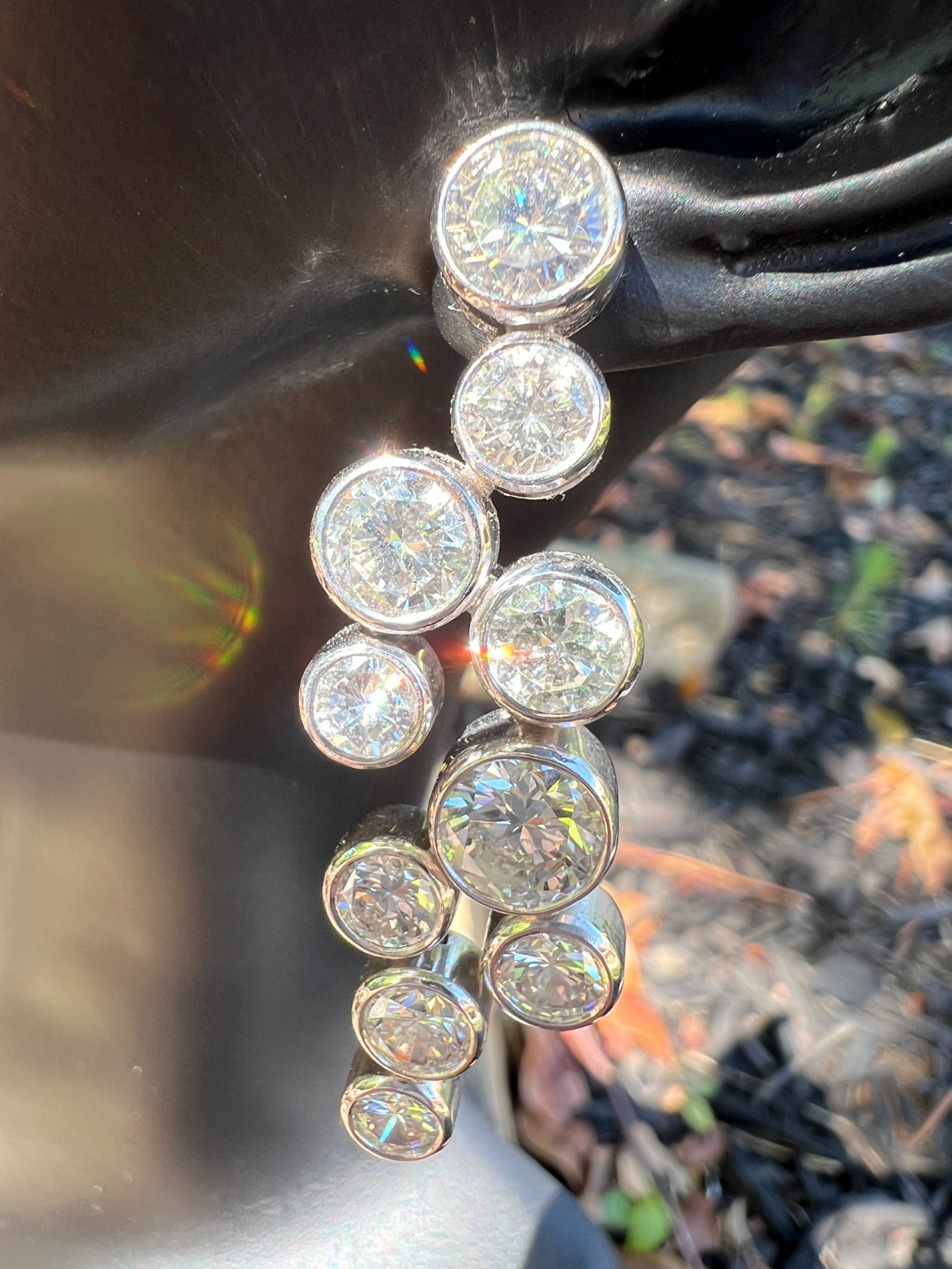 Contemporary Diamond Chandelier Earrings in 14k White Gold