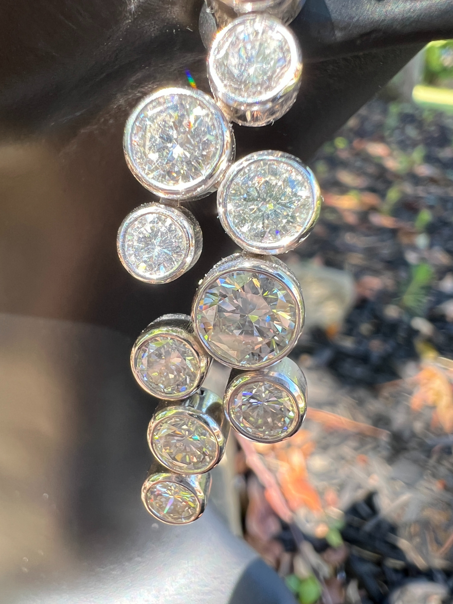 Contemporary Diamond Chandelier Earrings in 14k White Gold