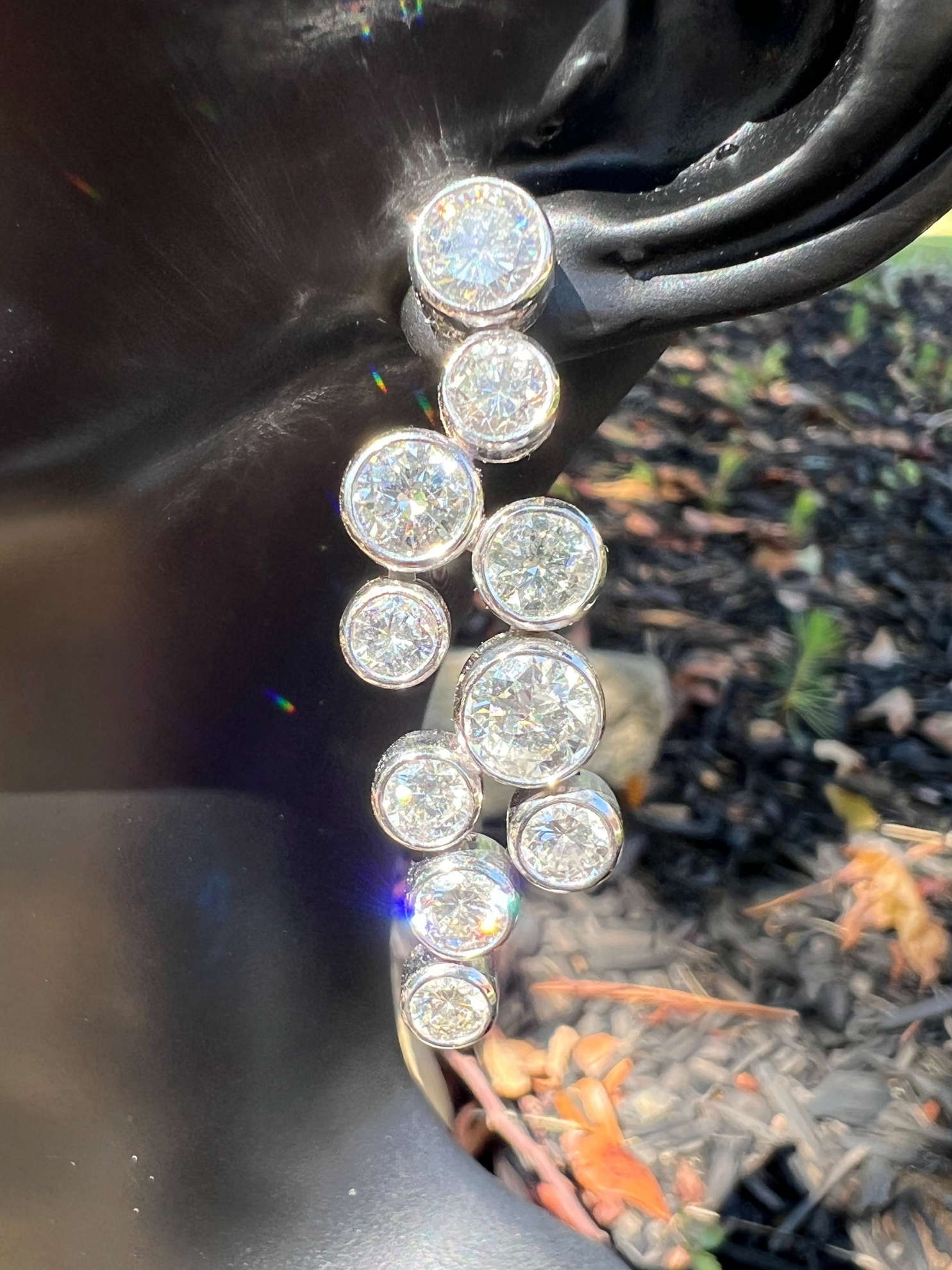 Contemporary Diamond Chandelier Earrings in 14k White Gold