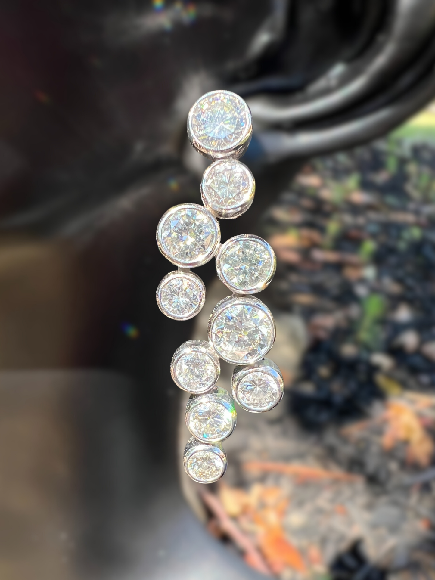 Contemporary Diamond Chandelier Earrings in 14k White Gold