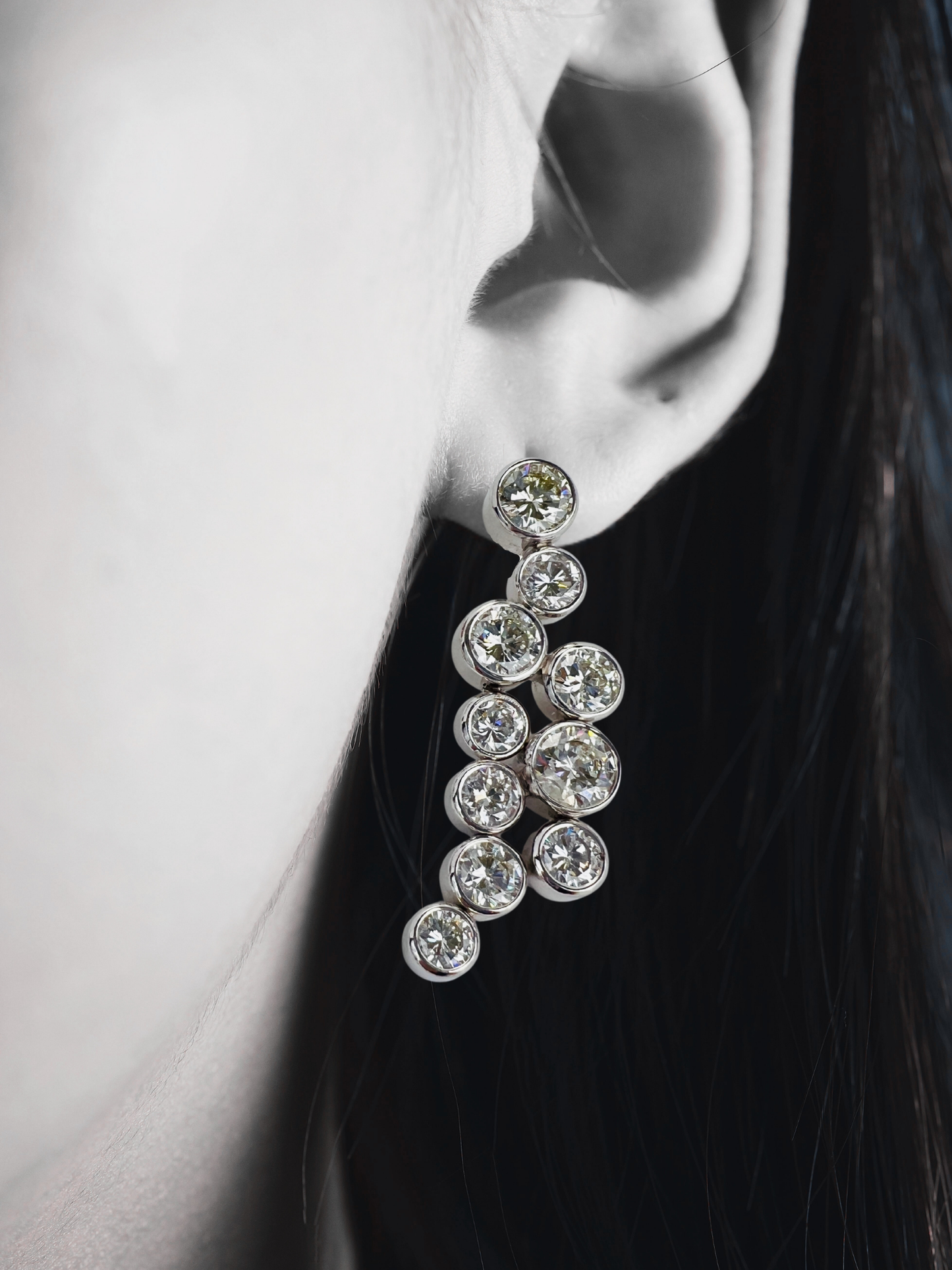 Contemporary Diamond Chandelier Earrings in 14k White Gold