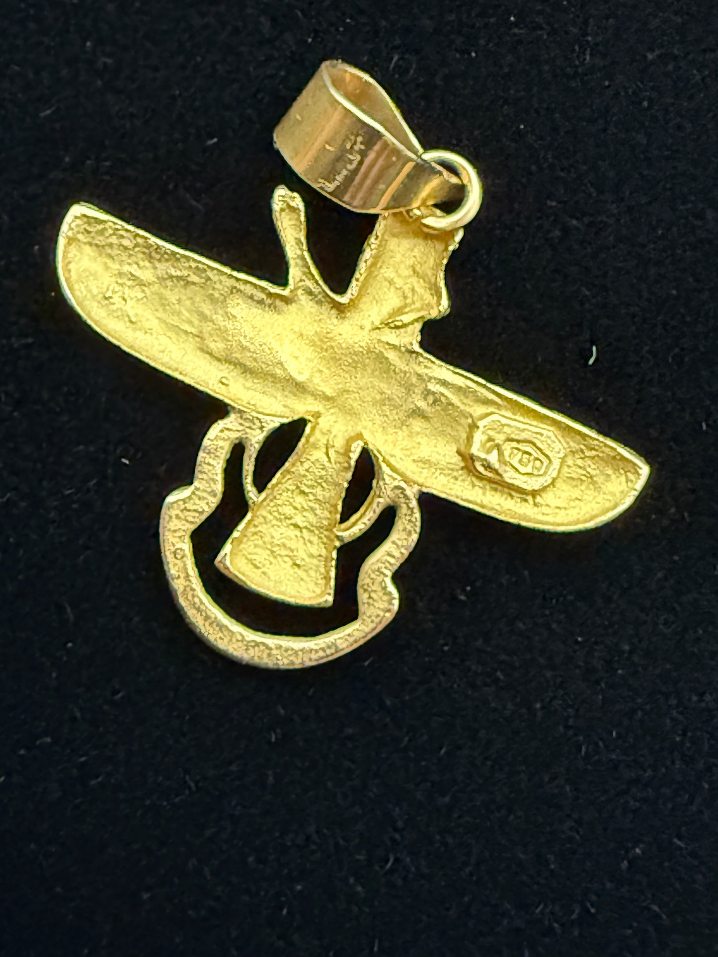 18k Solid Gold Faravahar Pendant, Medium