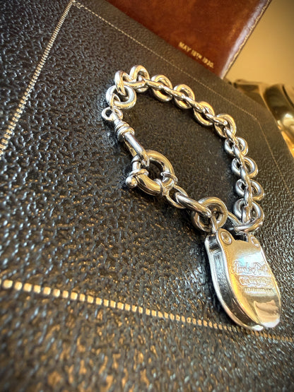 Authentic Brooks Brothers Sterling Silver Rolo Link Padlock Bracelet Jumbo Bolt Clasp & Dog Clip | Circa 1990–2000