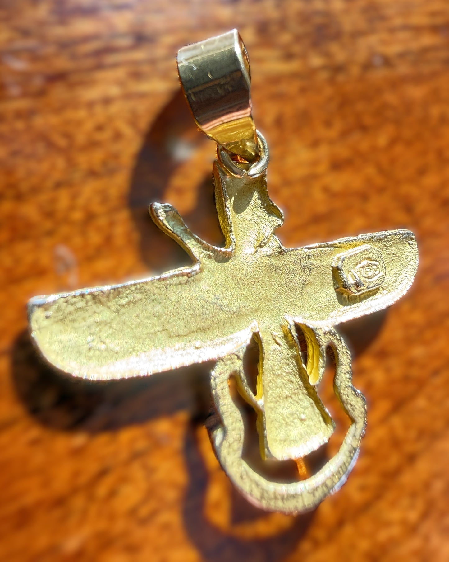 18k Solid Gold Faravahar Pendant, Medium
