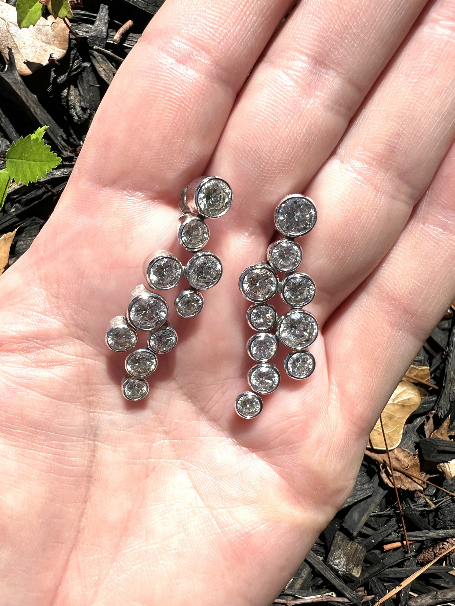 Contemporary Diamond Chandelier Earrings in 14k White Gold