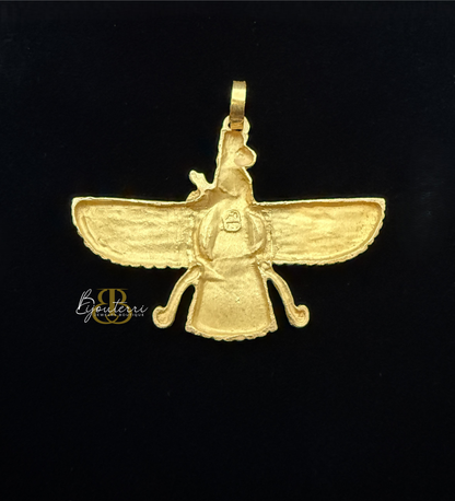 Solid 18k Gold Faravahar Pendant, Large