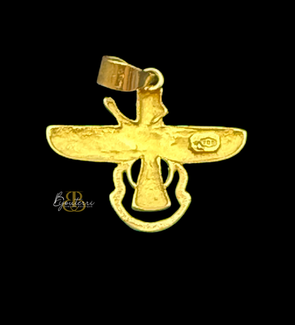 18k Solid Gold Faravahar Pendant, Medium
