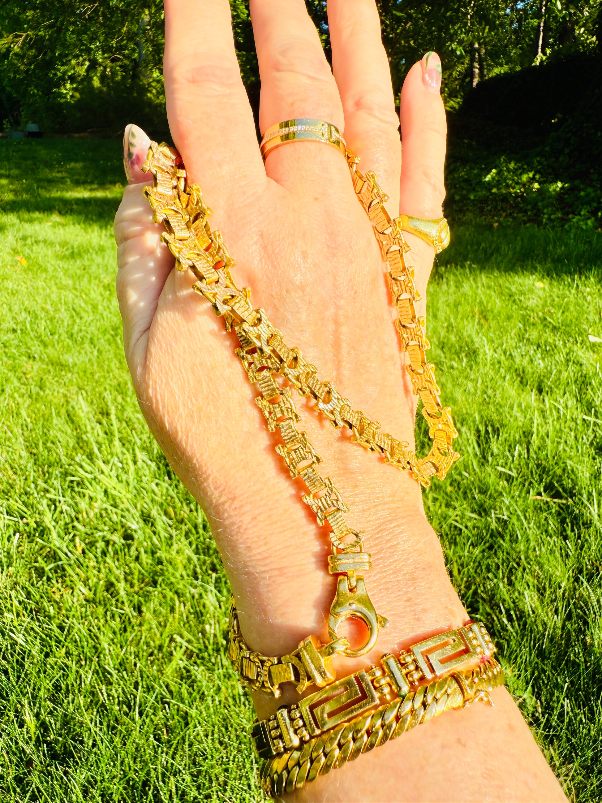 18k Gold XO Statement Necklace Book Chain