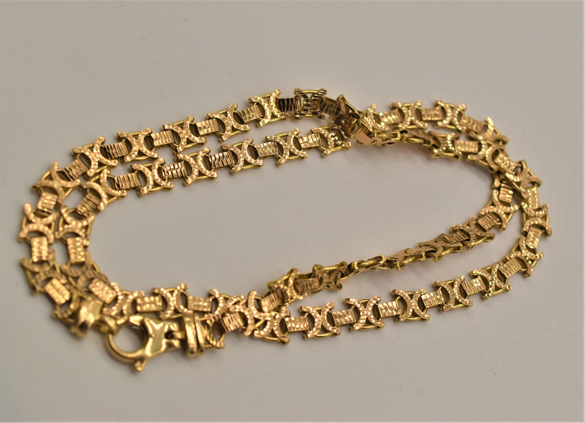 18k Gold XO Statement Necklace Book Chain