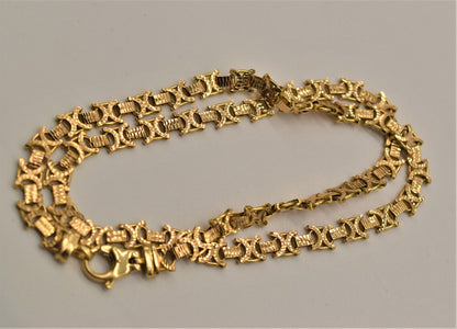 18k Gold XO Statement Necklace Book Chain