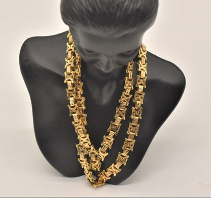 18k Gold XO Statement Necklace Book Chain