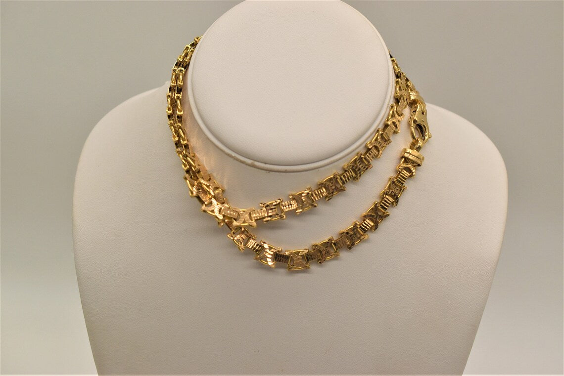 18k Gold XO Statement Necklace Book Chain