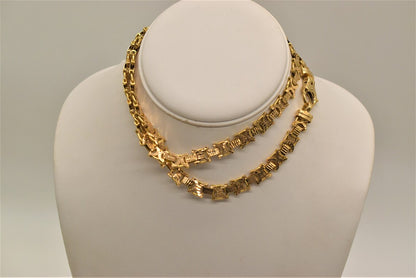 18k Gold XO Statement Necklace Book Chain