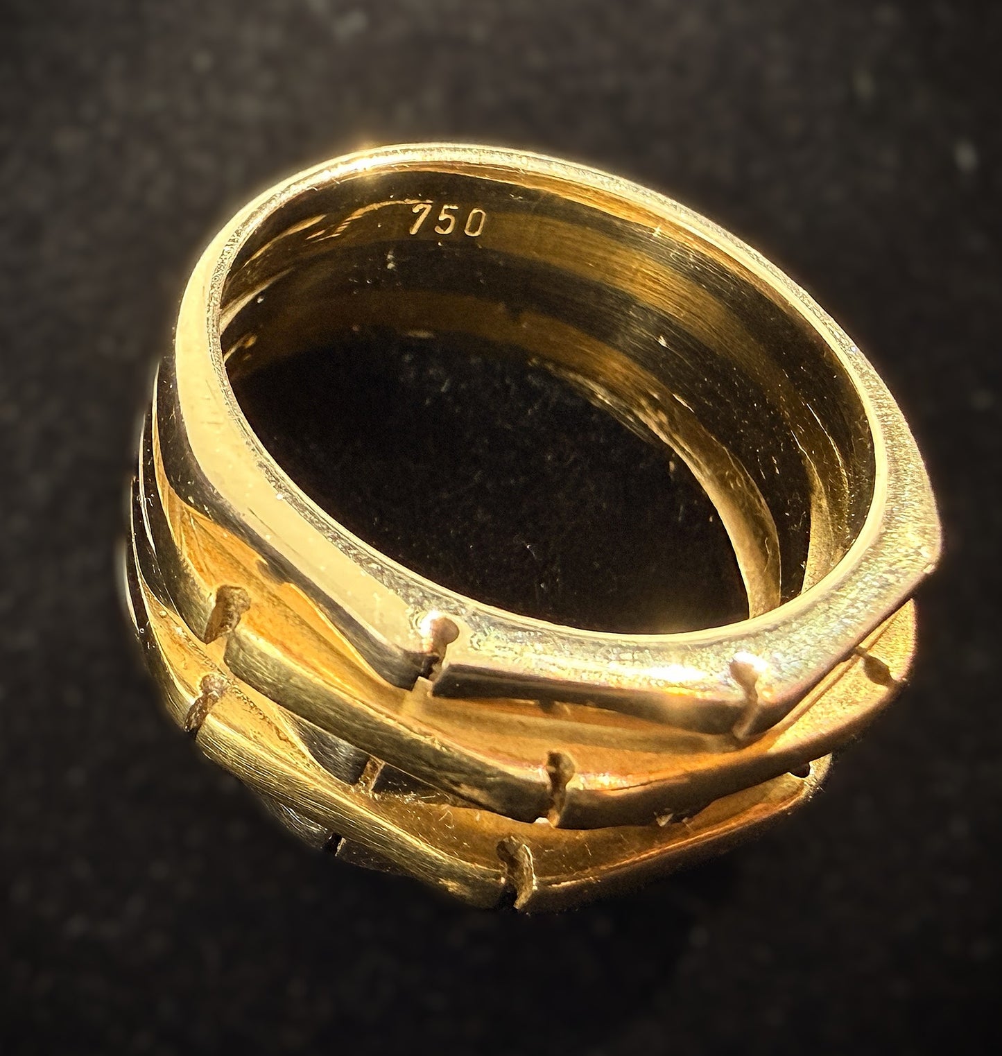 18K Two-Tone Gold Sculptural Wide Band Ring, Vintage, Unisex