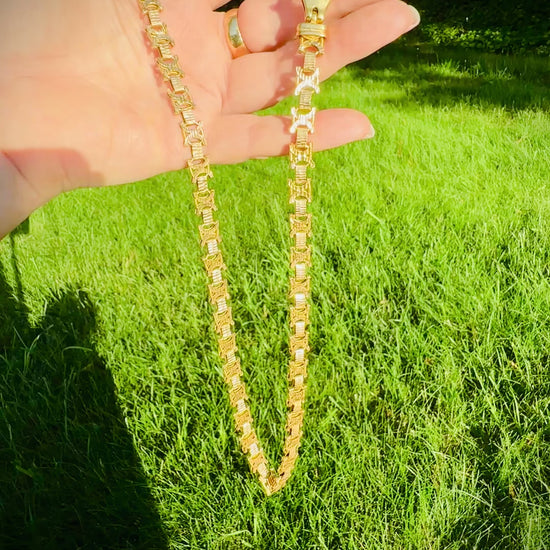 18k Gold XO Statement Necklace Book Chain