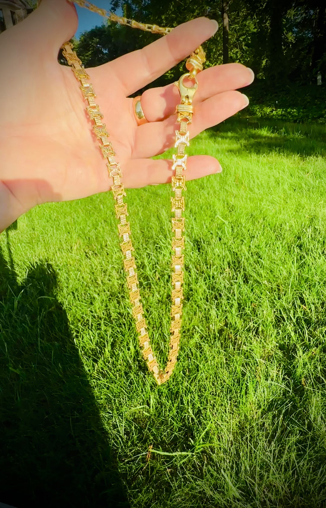 18k Gold XO Statement Necklace Book Chain