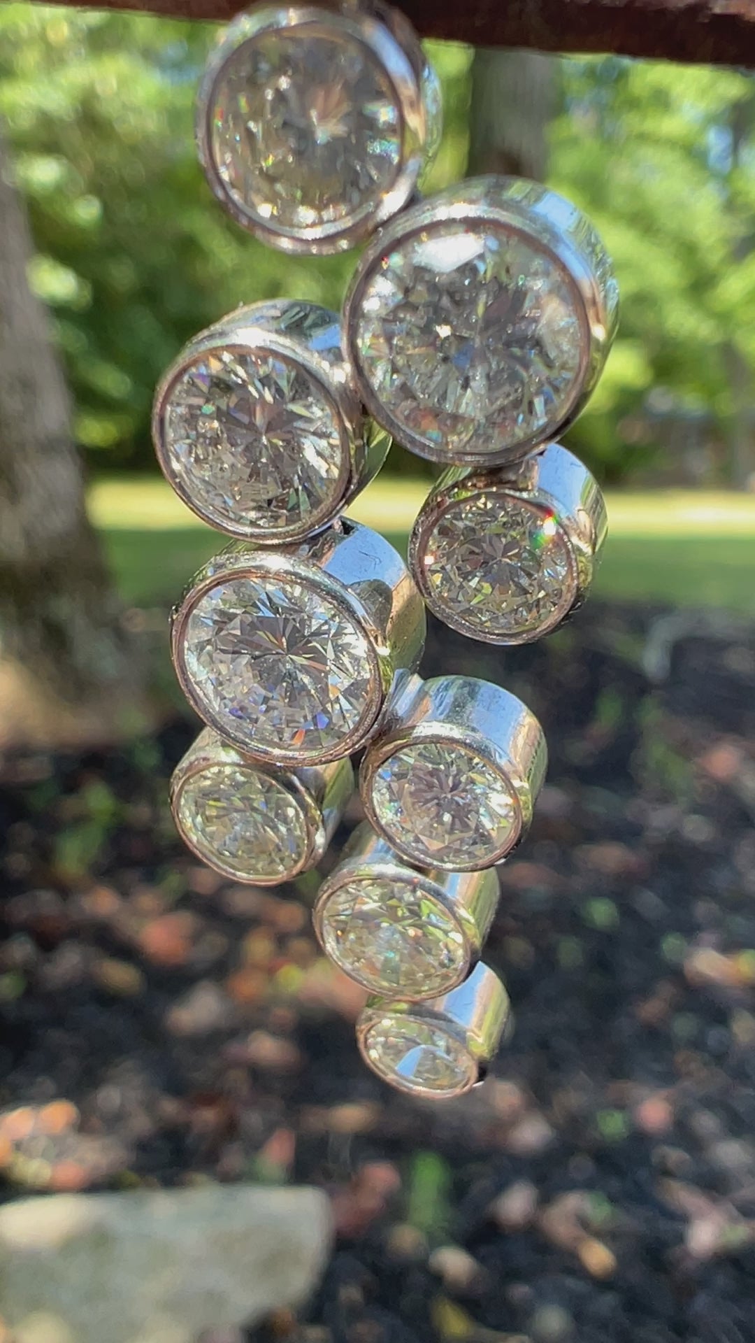 Contemporary Diamond Chandelier Earrings in 14k White Gold
